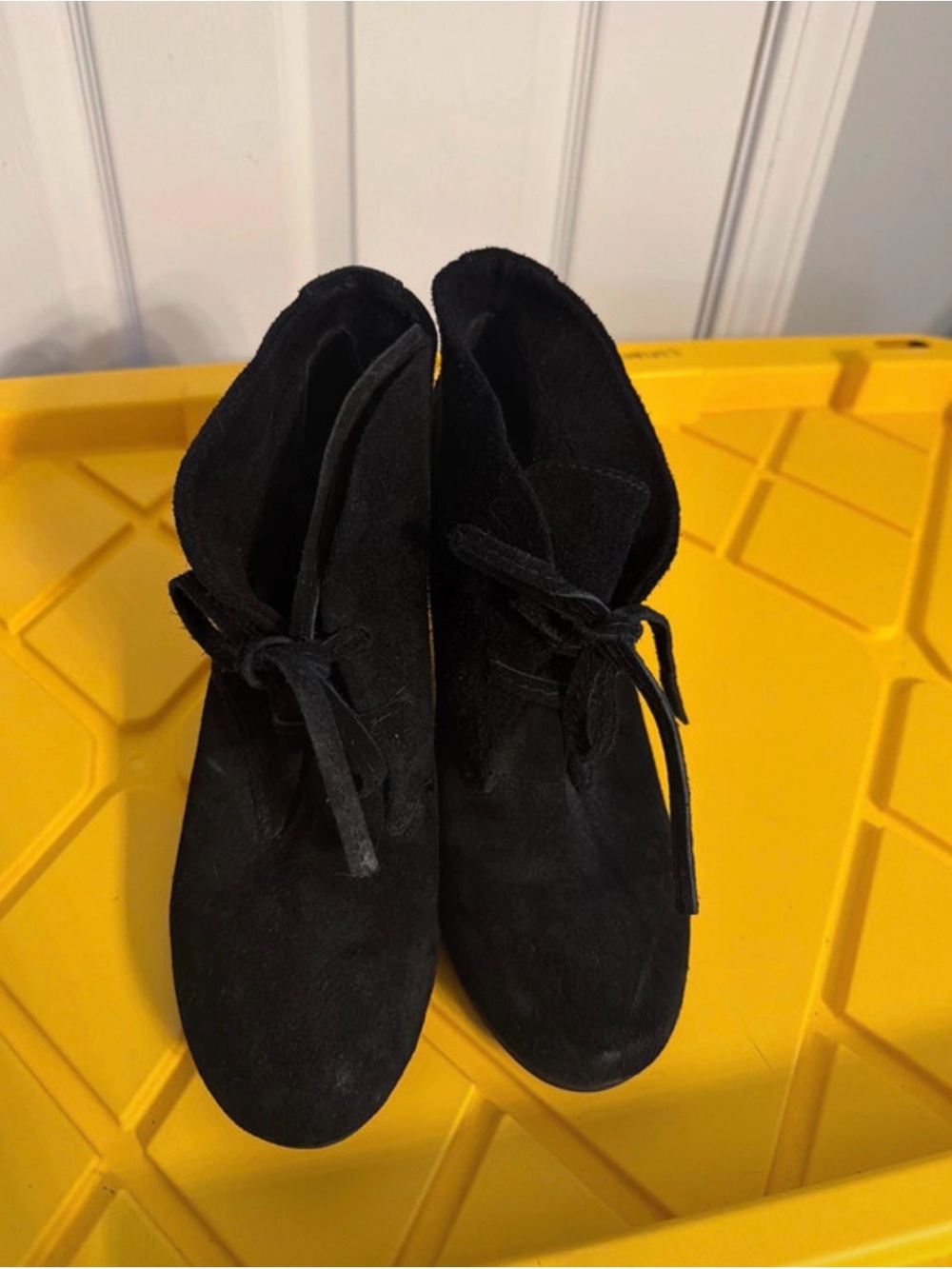Gianni Bini Black Suede Lace-Up Ankle Booties